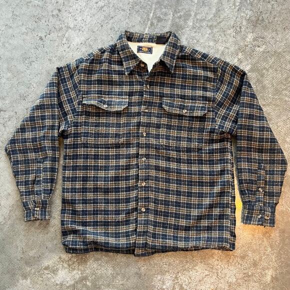 Route 66 Other - Route 66 Thermal Lined Flannel Shirt Jacket Mens Medium Blue Plaid Shacket Heavy